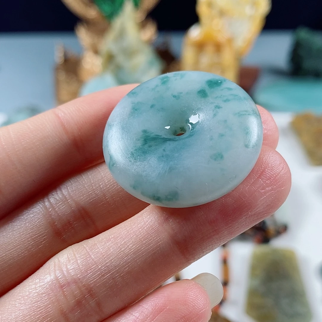 定制翡翠未镶嵌天然a货翡翠飘花平安扣