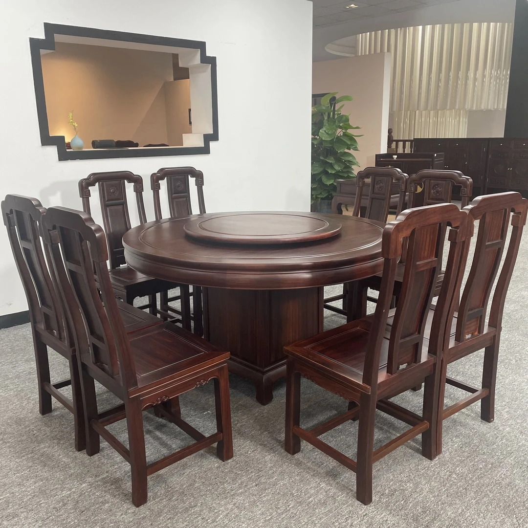 圆餐桌椅古典吃饭桌餐厅家用餐台新中式家用餐桌