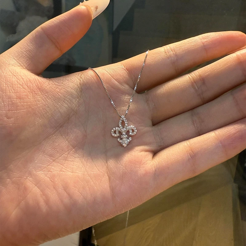 合金项链 满钻鸢尾花项链女高级感爆闪锁骨链送礼物