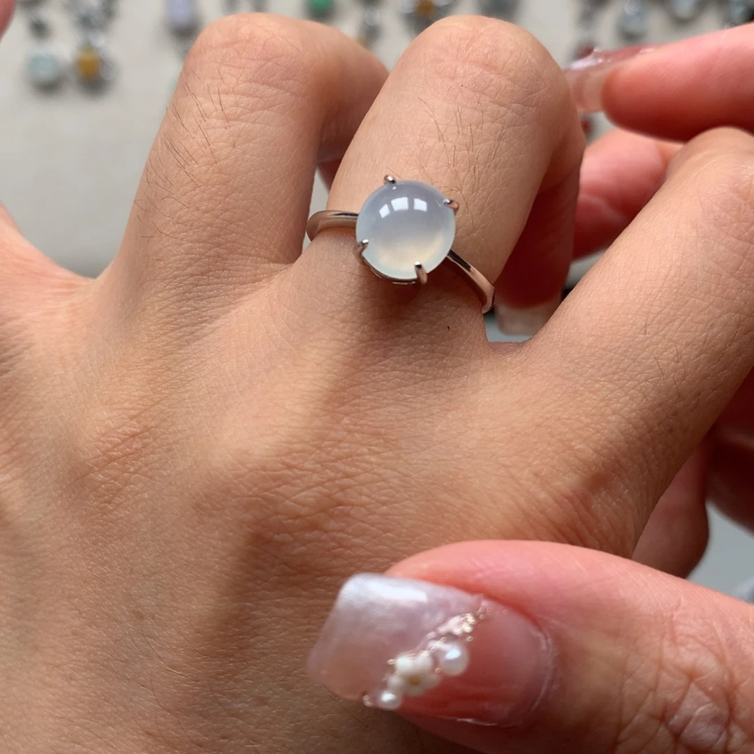 翡翠戒指银S925镶嵌戒指45