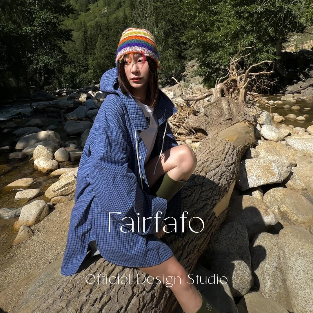 【潮款连帽格子衬衫】YSCS57068户外休闲松弛宽松风衣格子衬衫