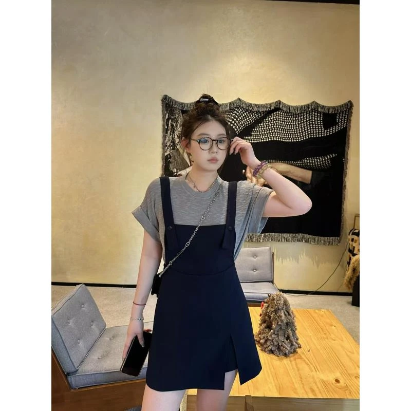 琪琪怪怪大码女装【自在T】简约纯色圆领百搭短袖T恤T16977QTQ