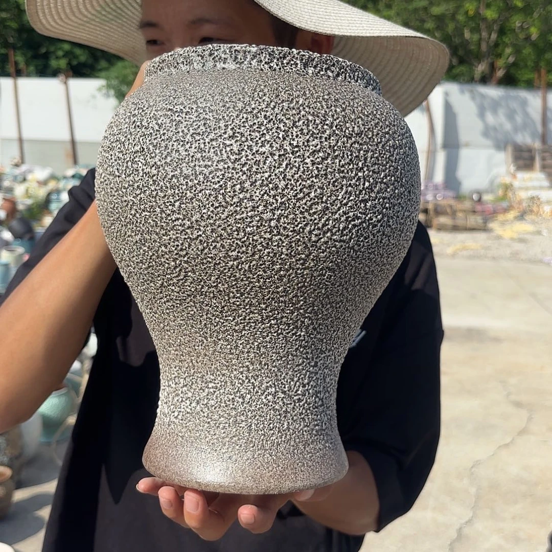 紫砂花盆金属鱼尾一个口径16高度27