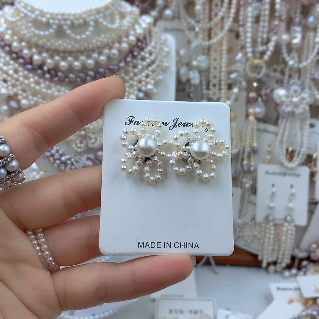 耳饰淡水珍珠银S925镶嵌