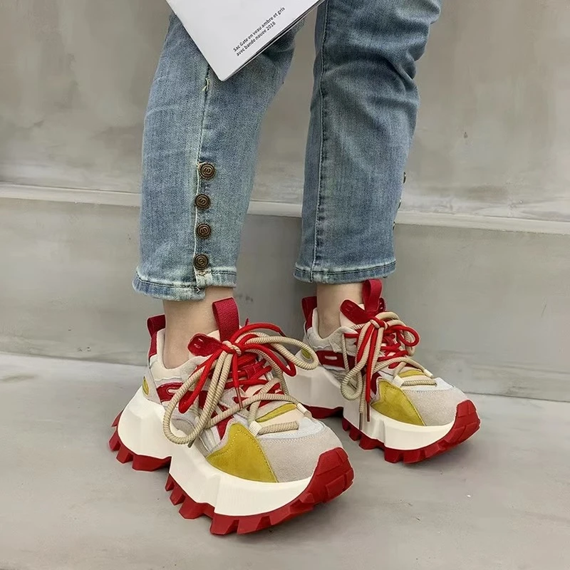 韩版阿甘鞋女2025春季新品百搭系带运动休闲华夫鞋轻便跑步老爹鞋