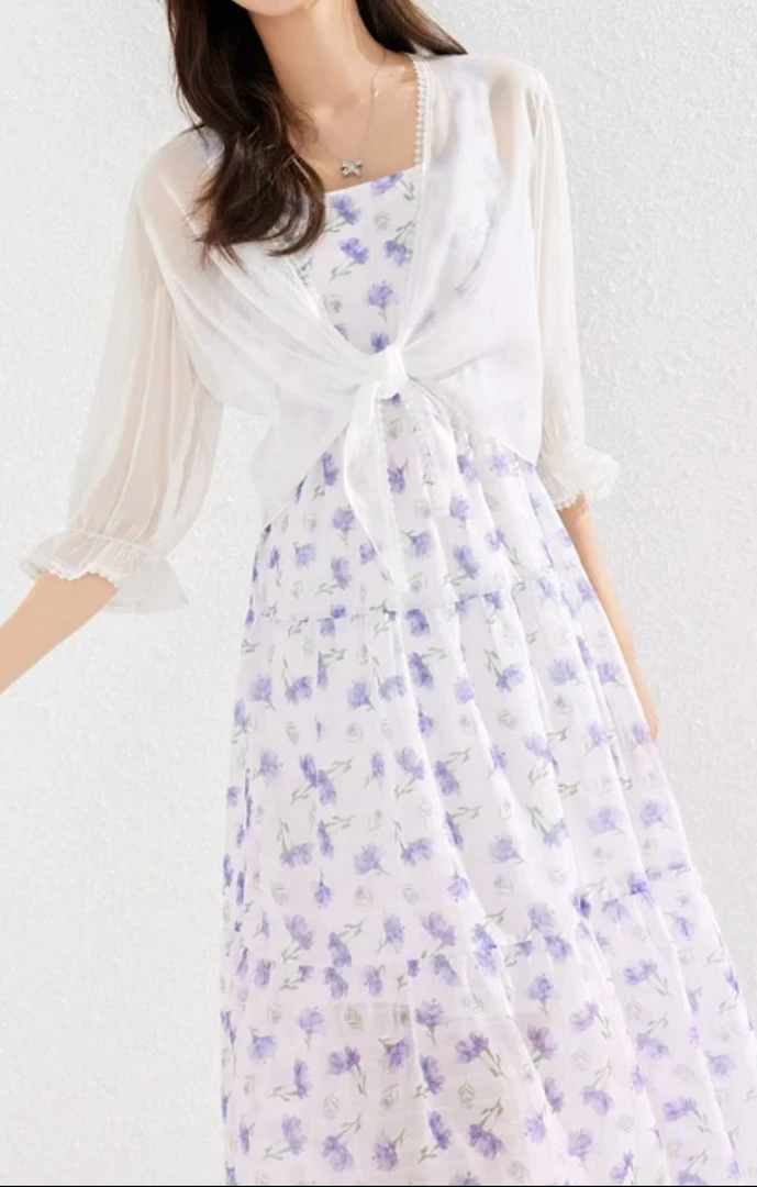 219瑞丽风裙子法式蕾丝时尚套装度假风仙女风短款上衣