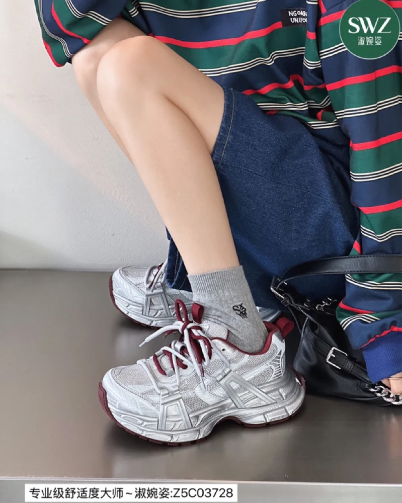 春季水钻运动鞋中筒老爹鞋学生潮流女鞋专业级低帮