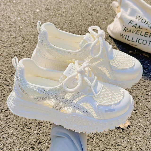 网面老爹鞋透气德训鞋2025夏季新款时尚休闲百搭舒适拼色阿甘鞋女