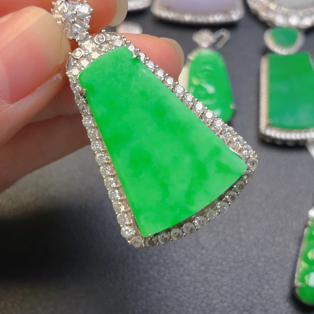 翡翠银S925镶嵌吊坠(不含链)