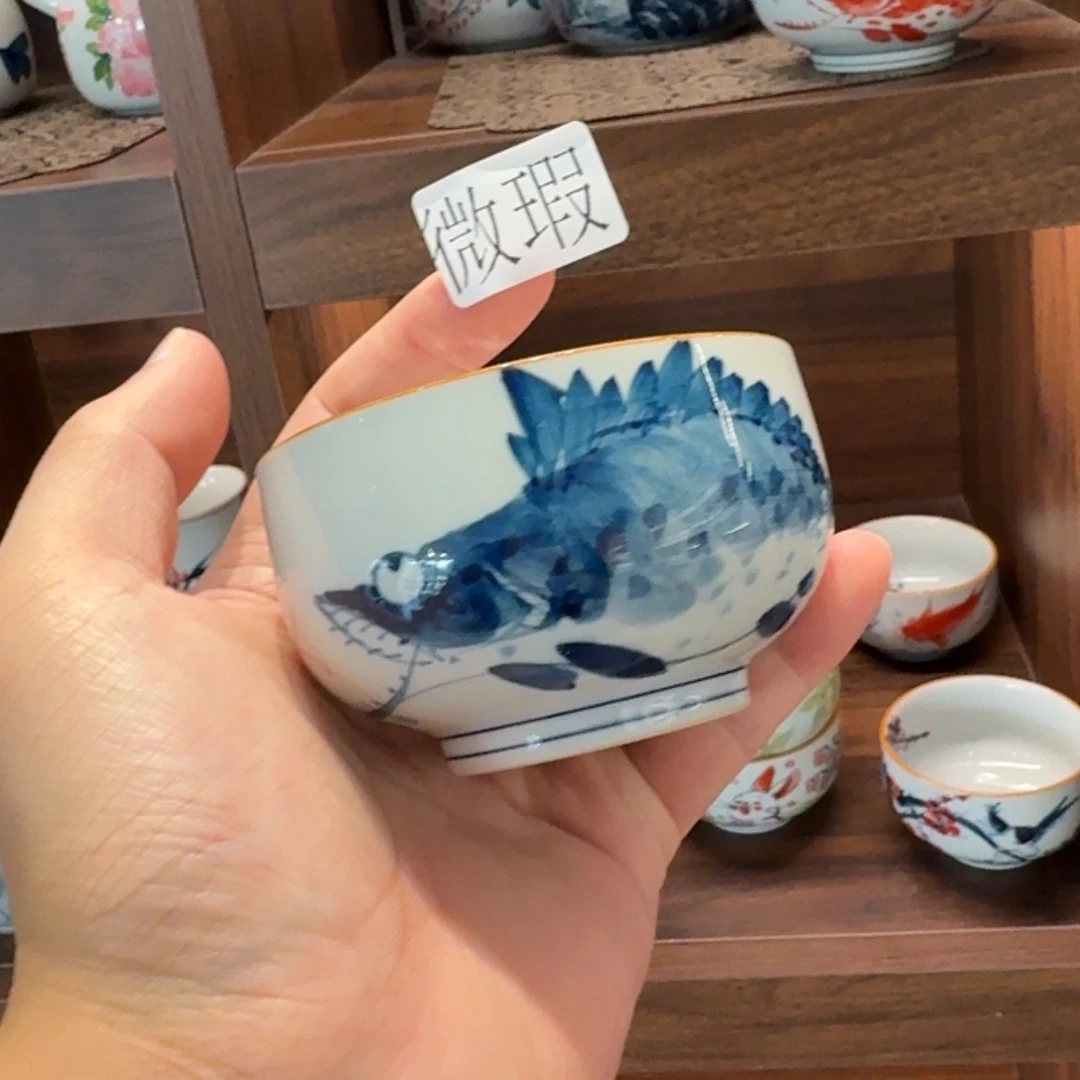 釉下手绘茶具微瑕