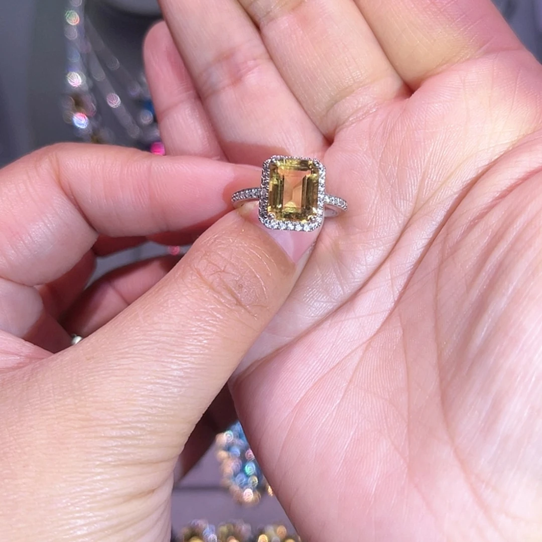 【闪购商品】黄晶戒指银S925镶嵌戒指