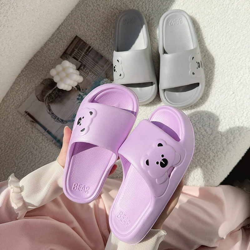 天季【侧熊款底部按摩颗粒】夏季拖鞋男女情侣款居家浴室洗澡凉拖鞋