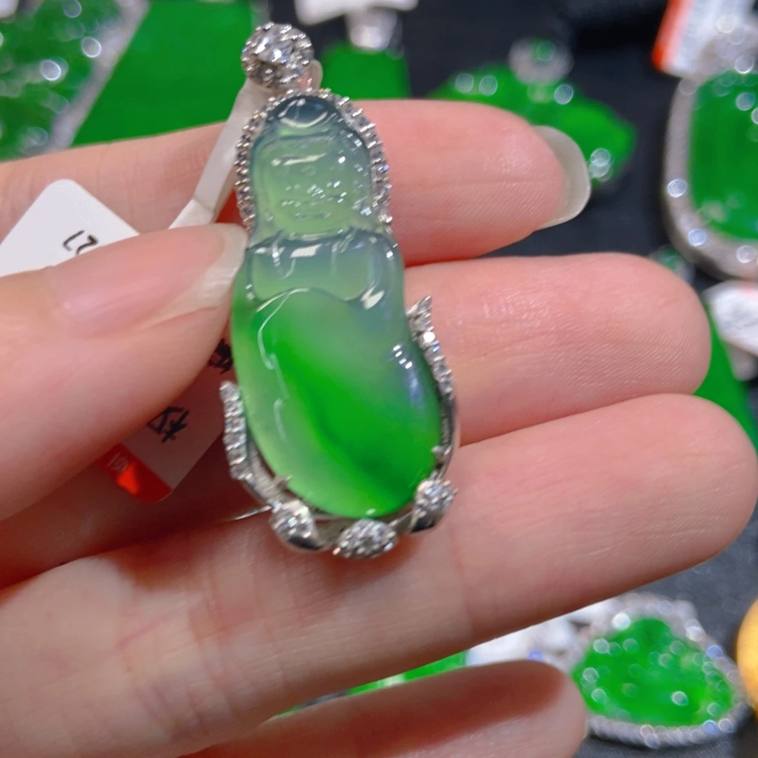 翡翠银S925镶嵌吊坠(不含链)