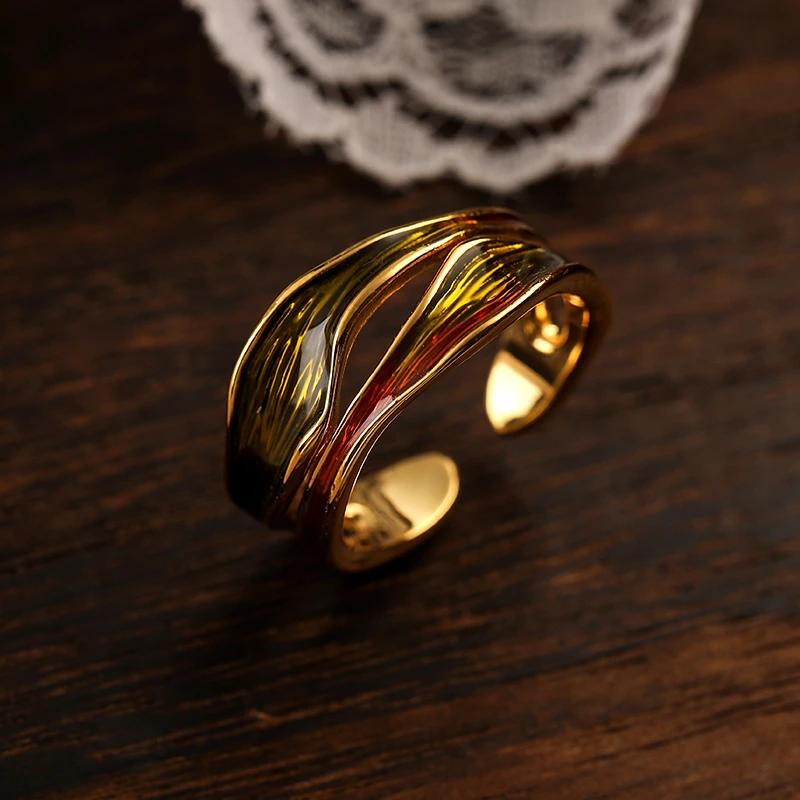 铜合金戒指  FRENCH【轻度定制】 轻奢个性简约滴釉设计戒指R-12