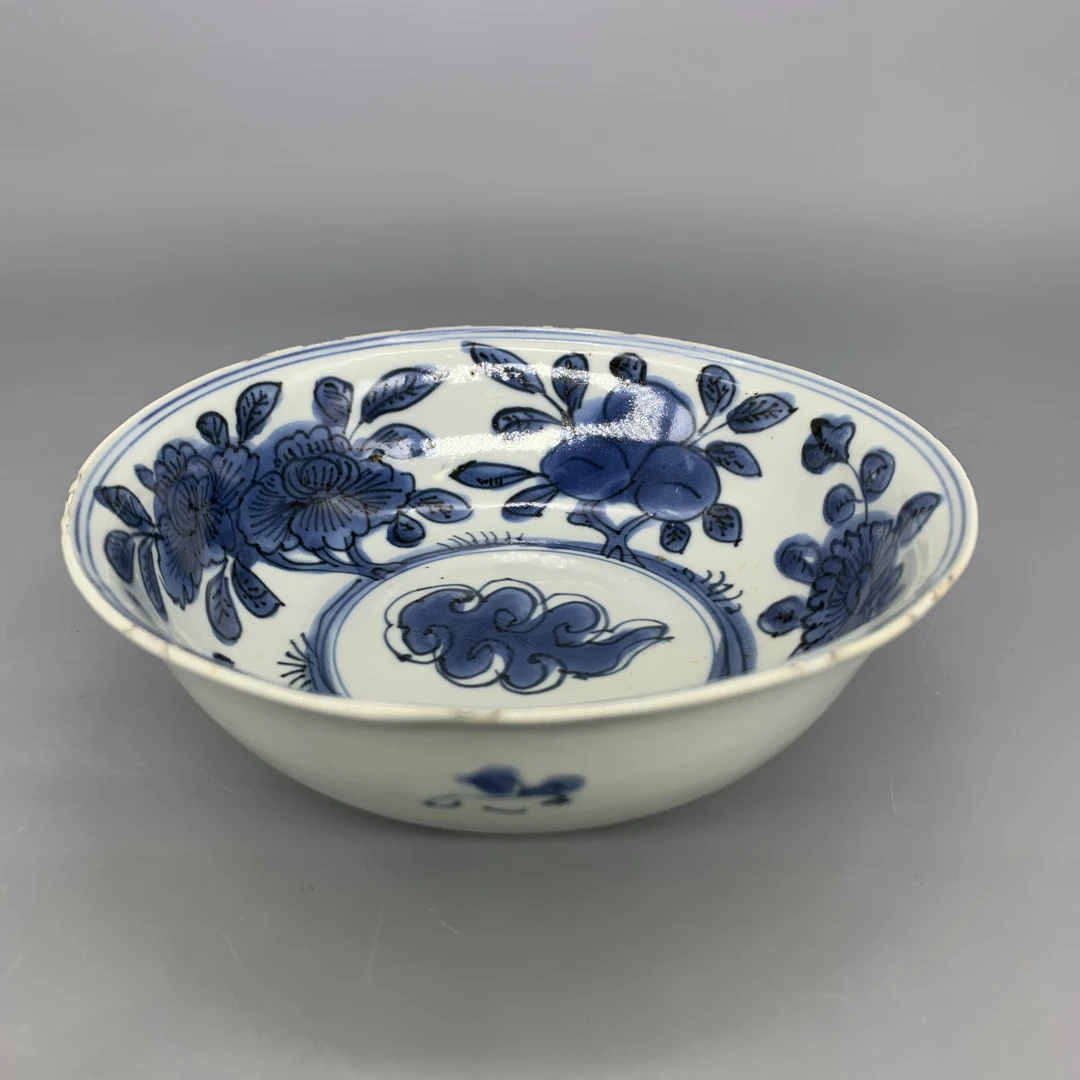 42509047*明天启青花花果纹卧足碗/瓷器四/江苏省文物总店/J