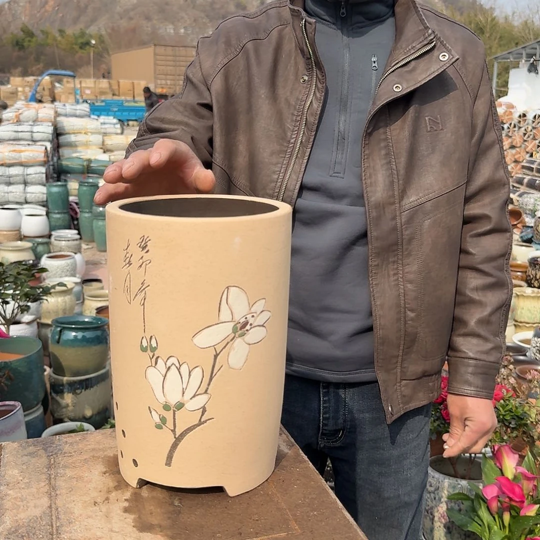 紫砂花盆口16高25（玉兰花白色一个