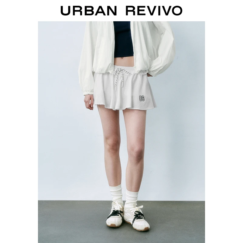 UR2025春季波嬉风运动抽绳休闲半裙女装新款短款A字裙UYU850088