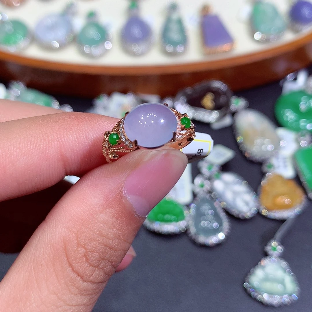 翡翠吊坠(不含链)18K金镶嵌