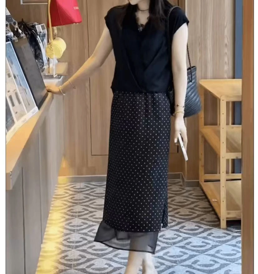 夏季时尚气质休闲短袖上衣高腰半身裙