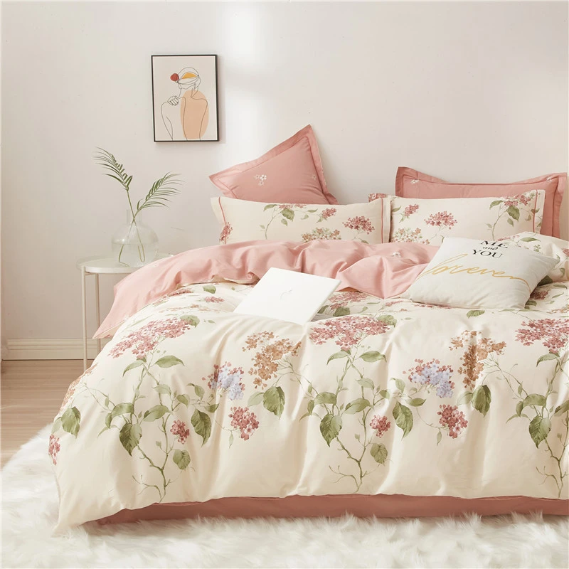 2025小清新100%全棉四件套斜纹纯棉亲肤床单被套罩田园床上用品