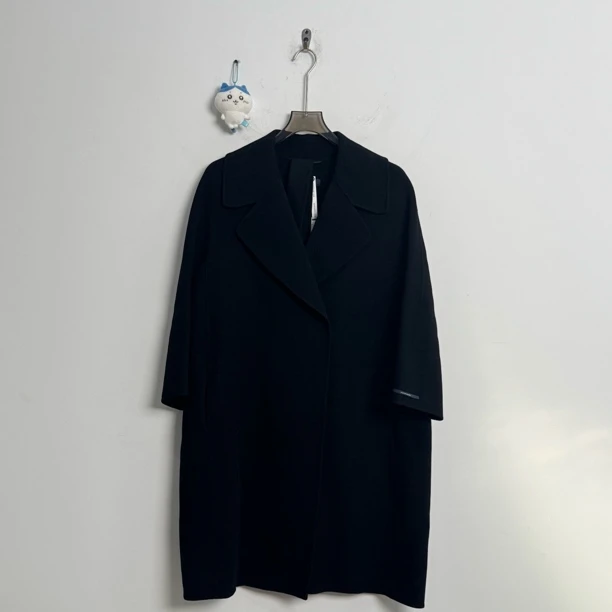 99新 MaxMara S.MaxMara  黑色羊毛大衣  40码
