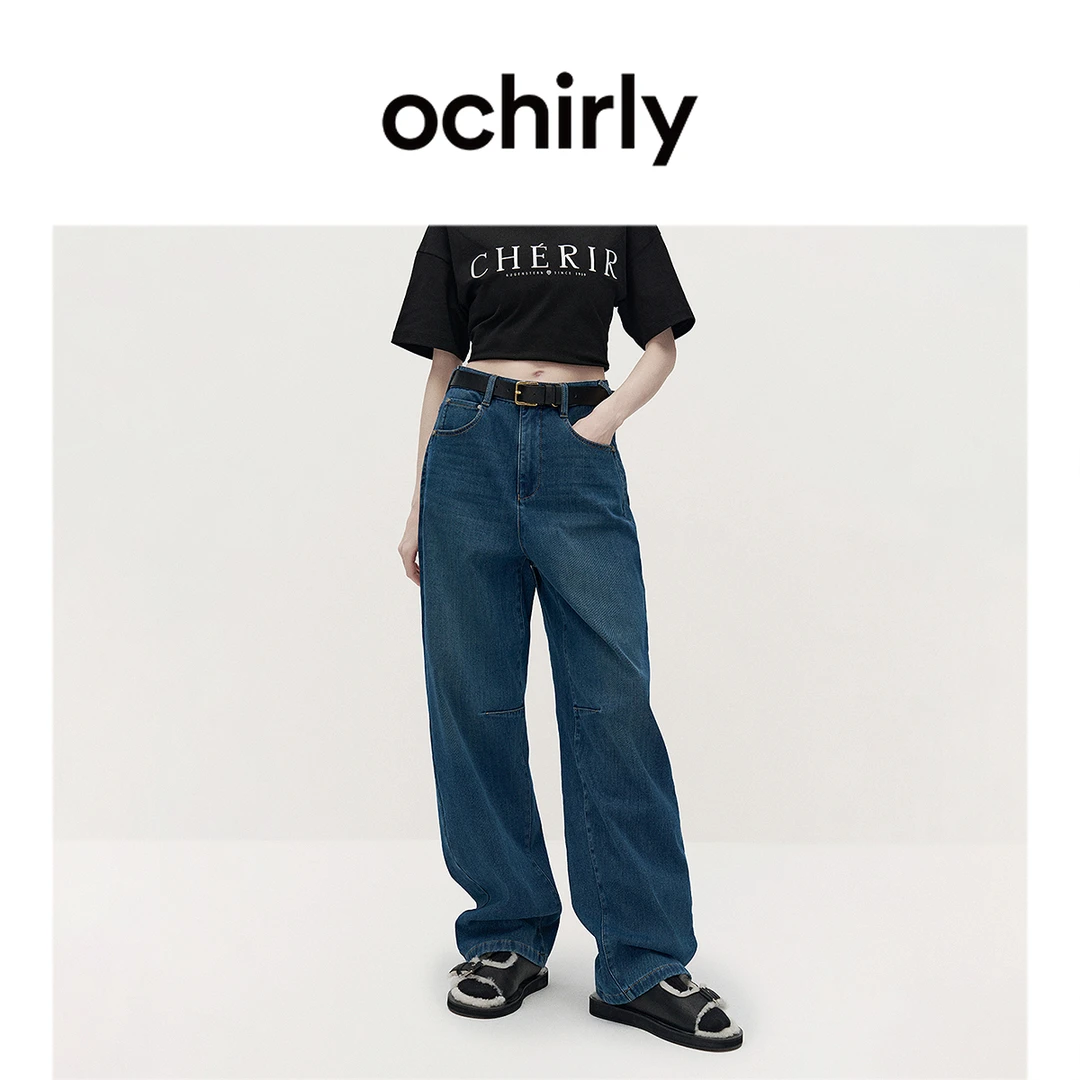 【达人】ochirly欧时力香蕉裤加绒牛仔长裤松弛感复古显瘦