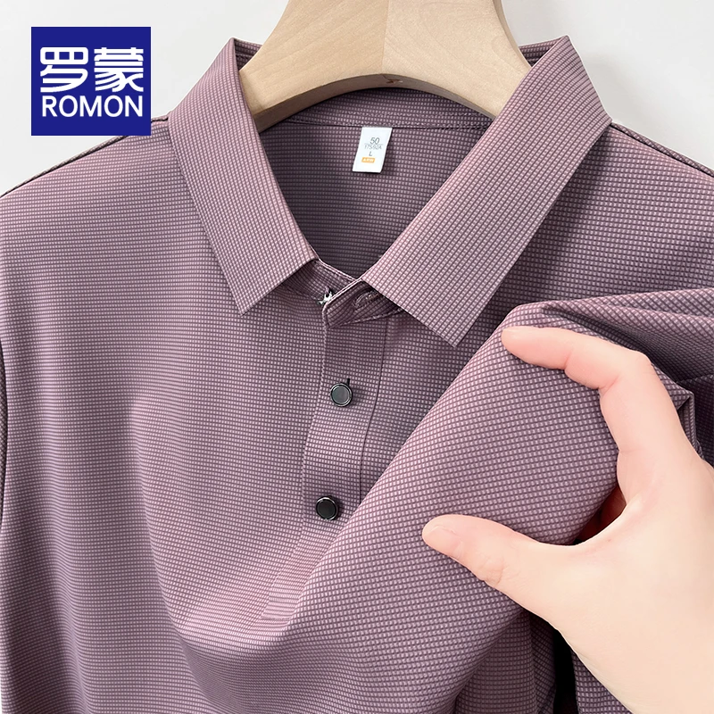 罗蒙polo衫男2025夏季新款短袖t恤中年爸爸翻领速干百搭上衣男装