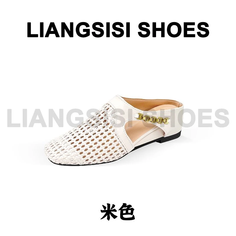 P梁思思SHOES夏季新款镂空设计复古坡跟包头鞋-0535