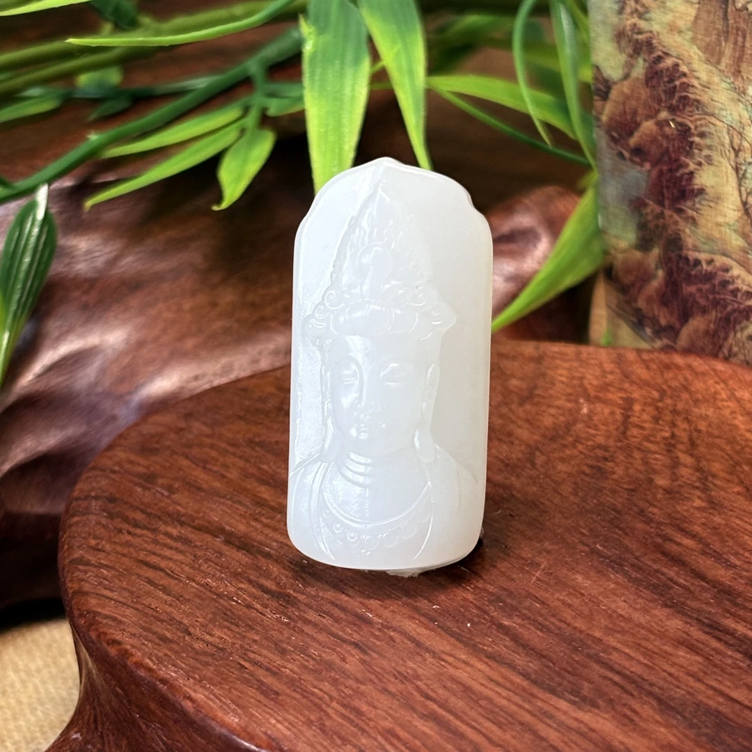 707312#天然新疆和田玉观音法相吊坠挂件 精致经典雕刻时尚