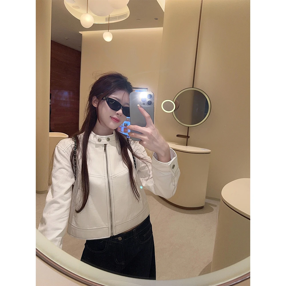 【VMPX】【妮式look】 ins风jennie立领明线设计休闲夹克短外套上衣女