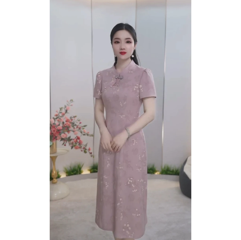 2992夏季新款改良旗袍气质连衣裙妈妈装国风显瘦中式中国风