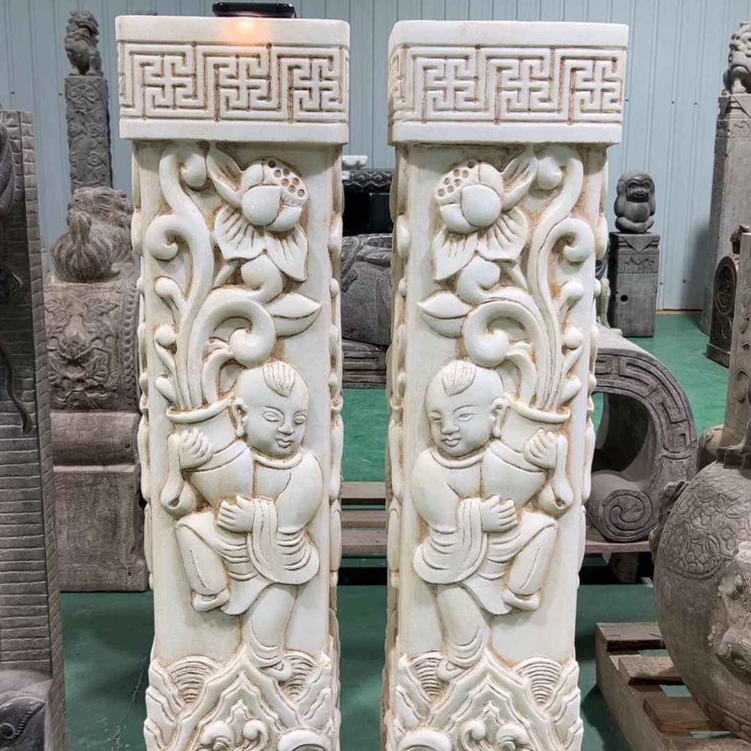胡****3天然汉白玉，不包邮，一对柱子