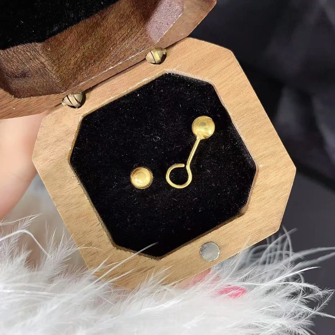 【伟新源】足金999 5G工艺  猫眼球弯钩1.46克