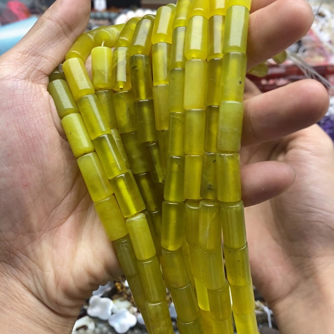 玛瑙/玉髓未镶嵌珠宝半成品一条天然8×16柠檬玉圆管