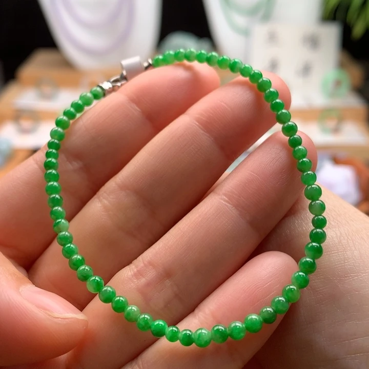 翡翠未镶嵌手链天然缅甸A货翡翠 卡3.1mm