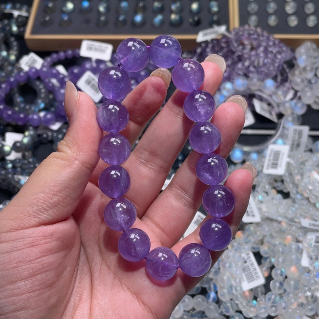 小***鱼水晶手链未镶嵌薰衣草紫兔毛手链1 3.2