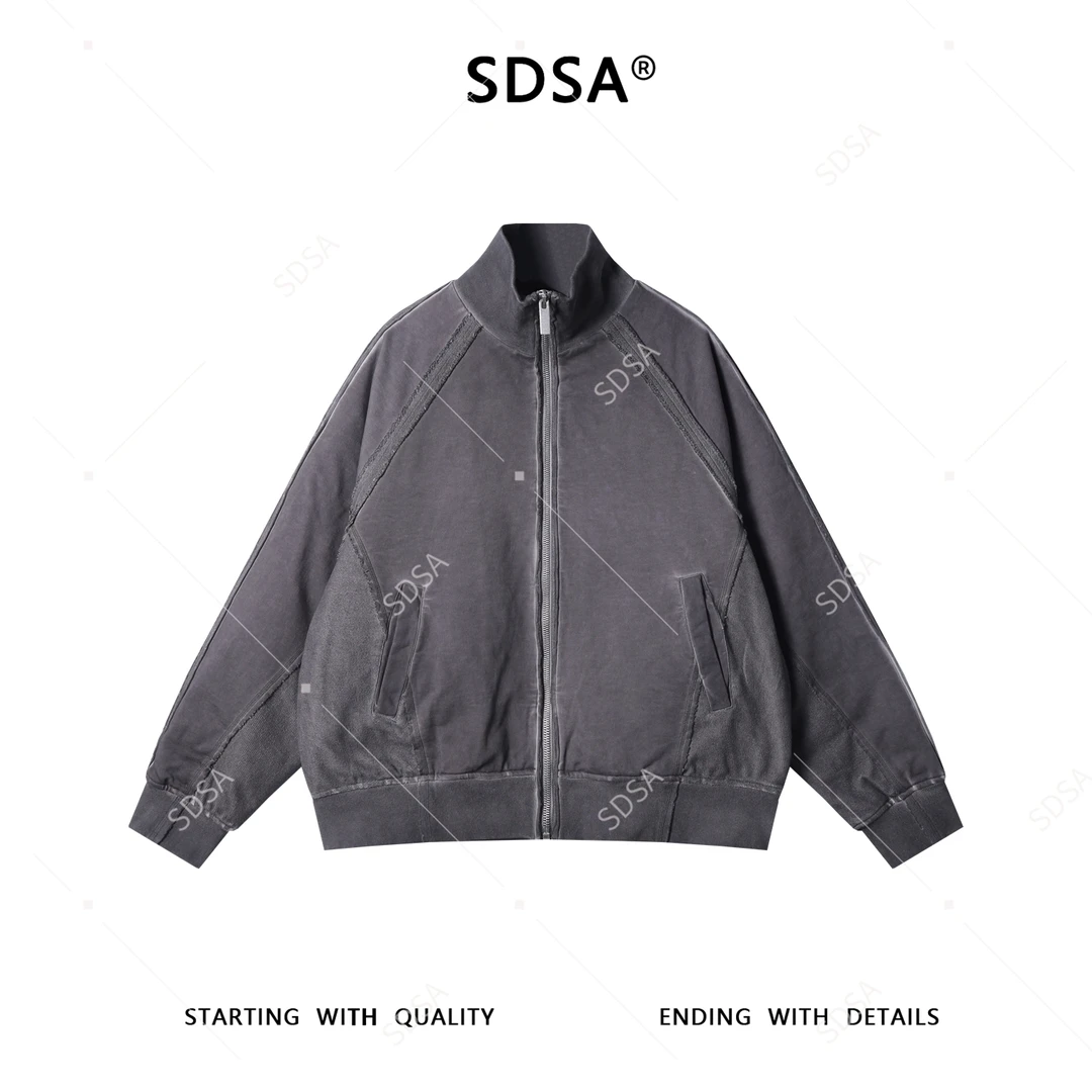 SDSA男士秋冬新款痞帅男装潮牌时尚做旧磨边立领羽绒服外套百搭