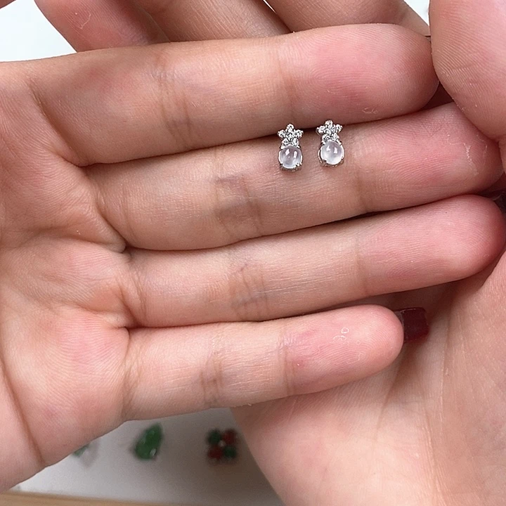 翡翠银S925镶嵌耳饰