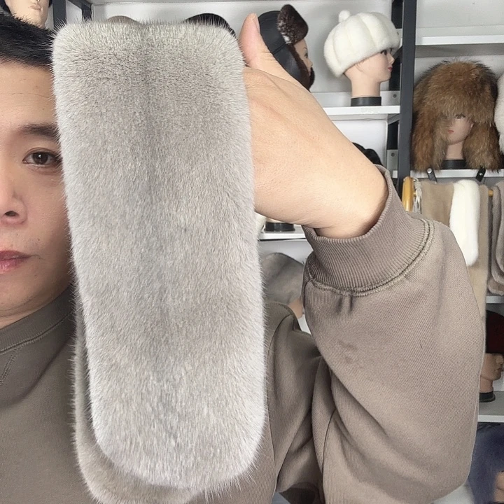 水貂皮银蓝色水貂围巾389