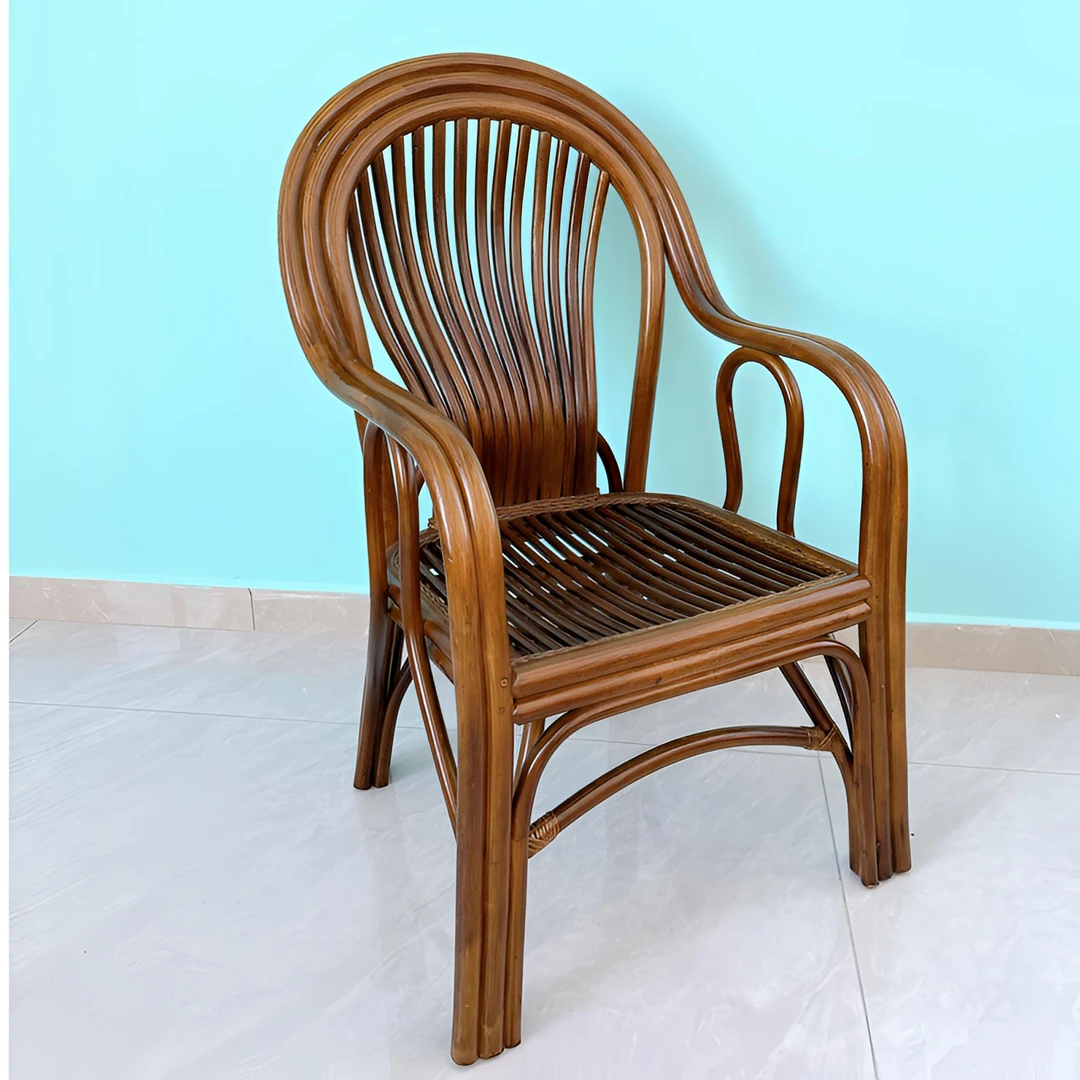 印尼庭院植物藤带扶手高级感老人椅家用阳台休闲接待全藤座椅藤椅
