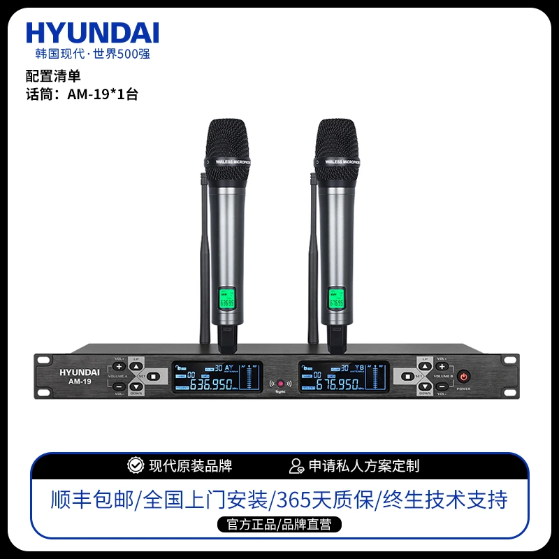 HYUNDAIAM-19真分集无线麦真U段信号抗干扰高保真一拖二套装