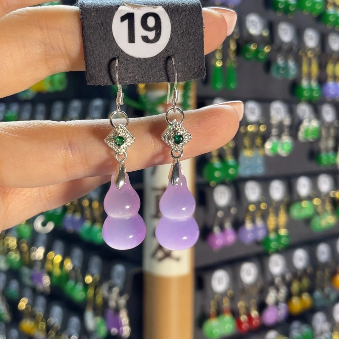 翡翠银S925镶嵌耳饰19