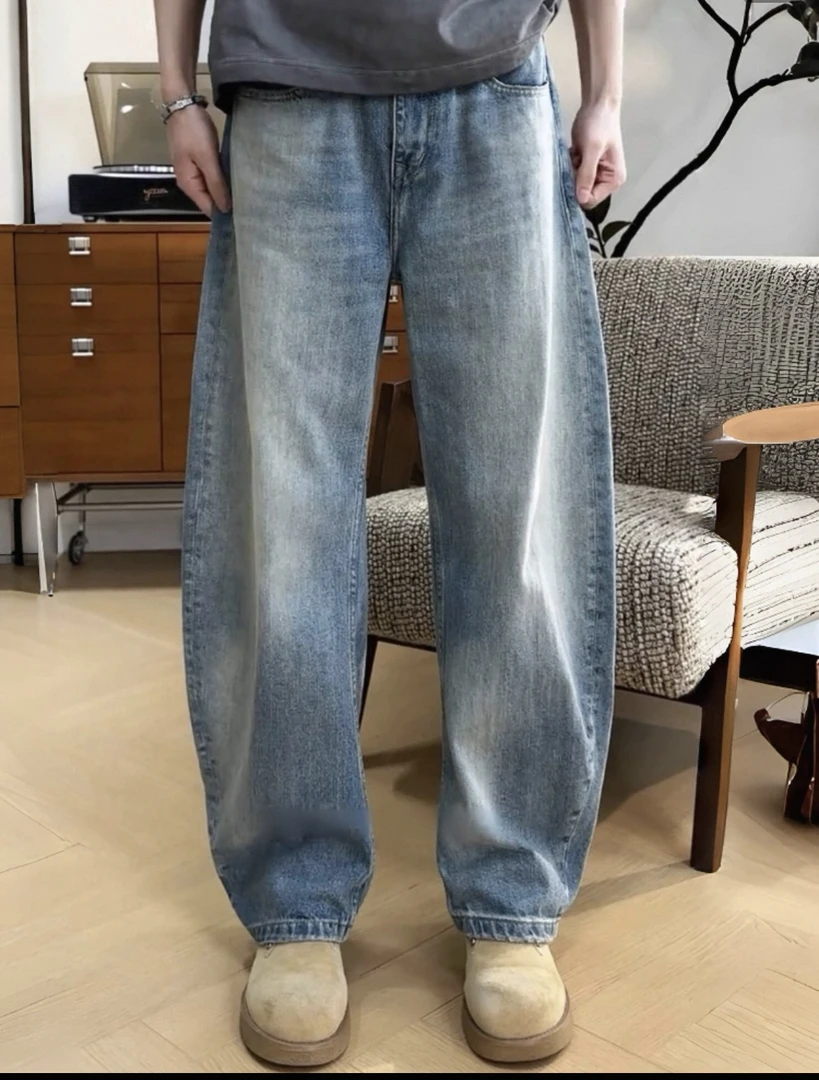 秋季青少年牛仔裤破洞水洗男ins高街牛仔裤大码休闲百搭夏季复古
