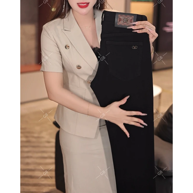 2025秋冬新款不掉色牛仔裤男款黑色轻奢潮流莱塞尔弹力修身小直筒