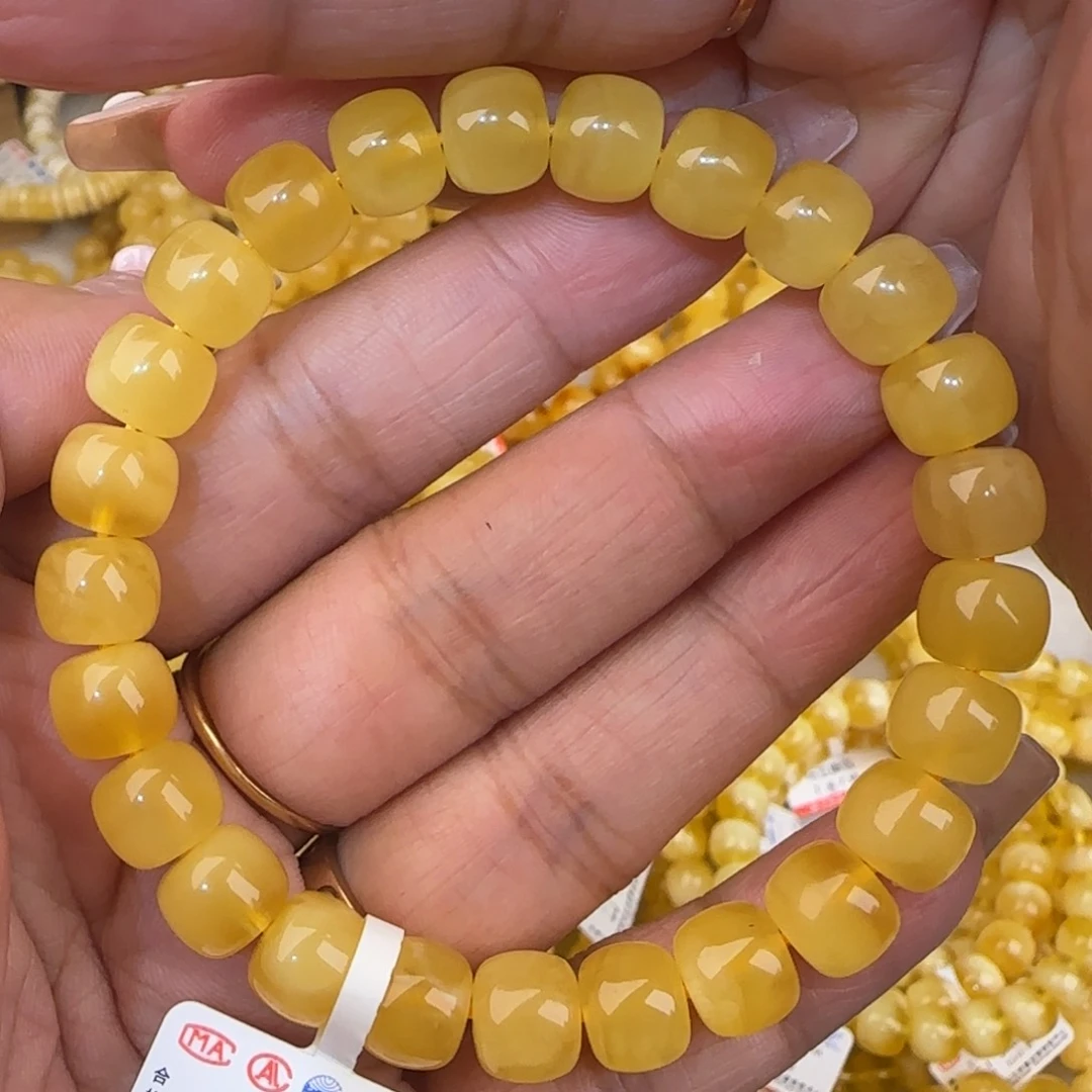 未镶嵌蜜蜡手链鸡油黄老型手串