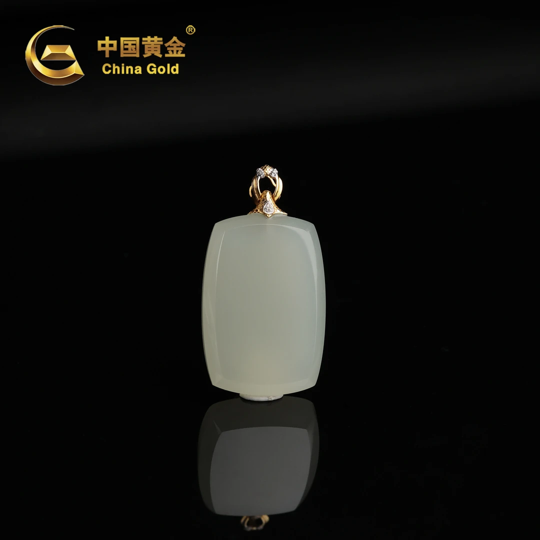【中国黄金】婉莹 | 和田玉*吊坠*18k金镶嵌-D9546-Y