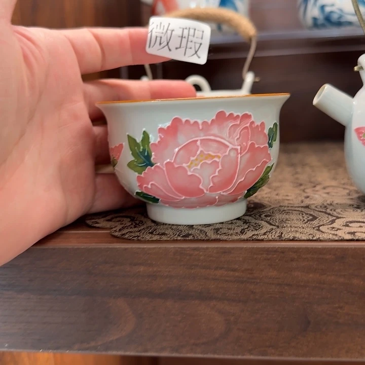 釉下手绘茶具微瑕