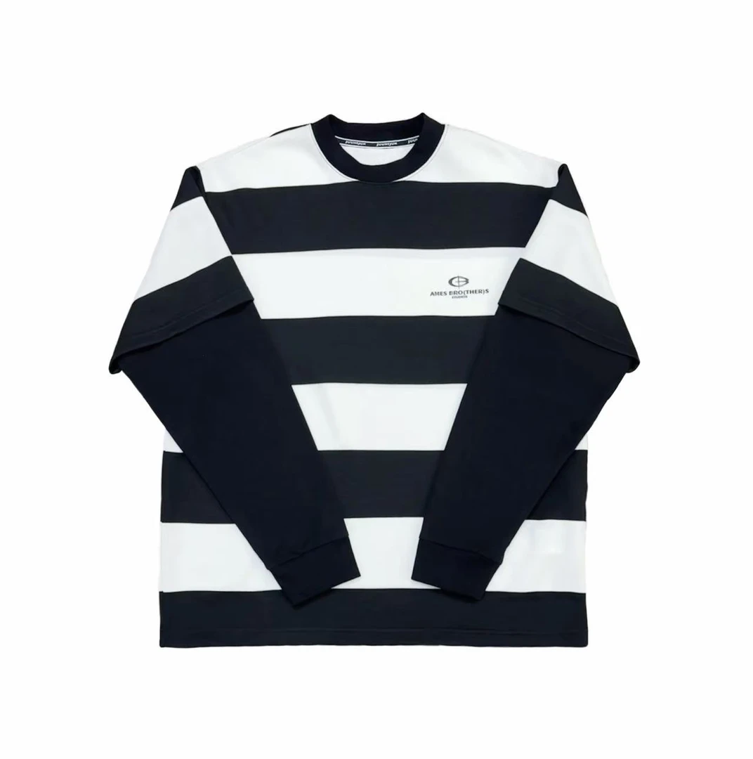 [MQ]黑白两色条纹针织假两件时尚百搭长袖儿童卫衣( 春日满满 )