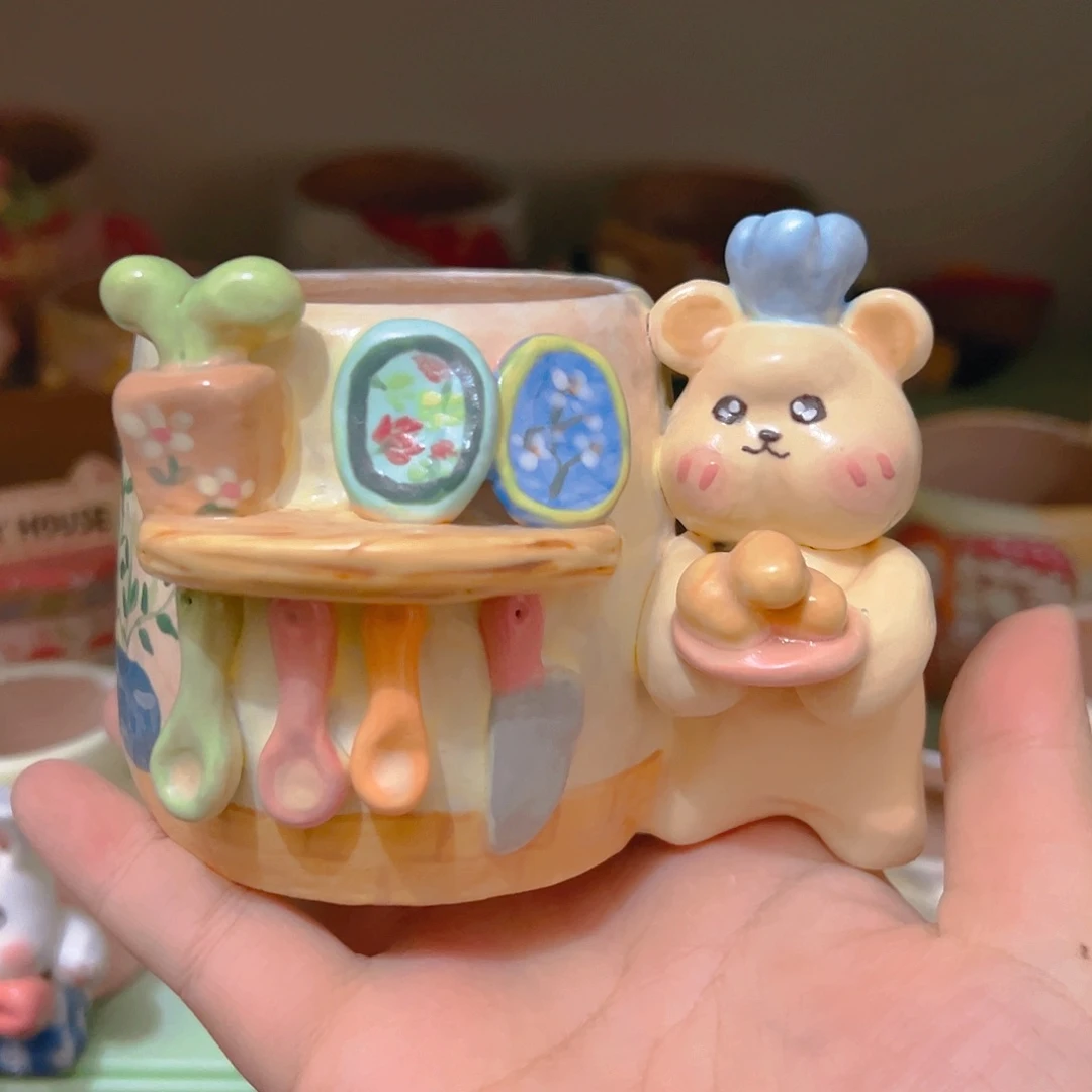 微瑕福福老梧家纯手工手绘多肉花盆
