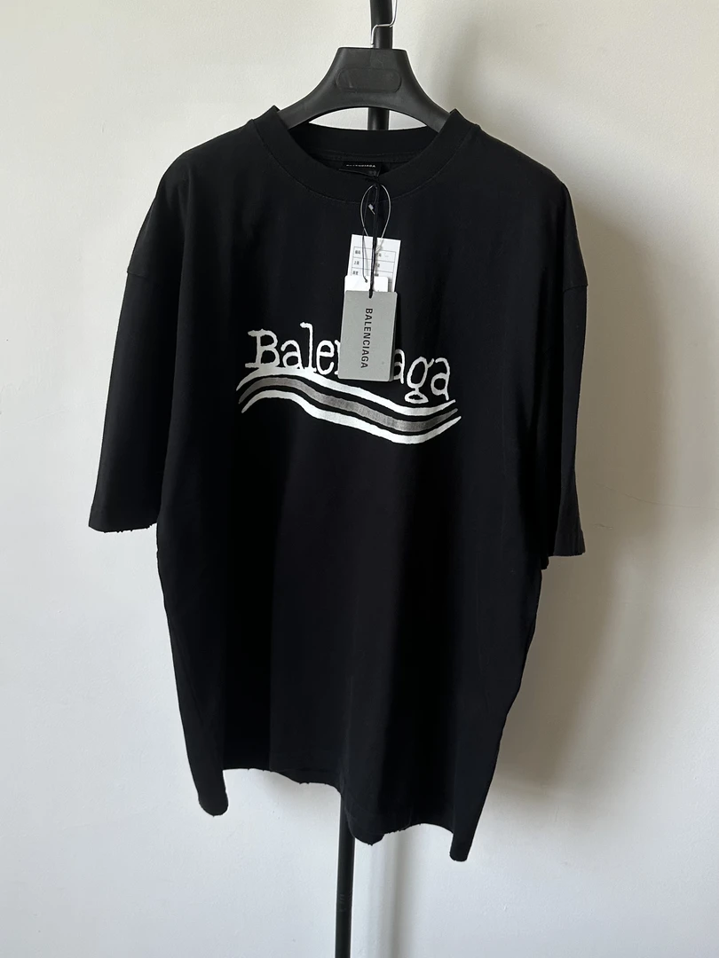 未使用 Balenciaga/巴黎世家 字母印花运圆领套头短袖 L码